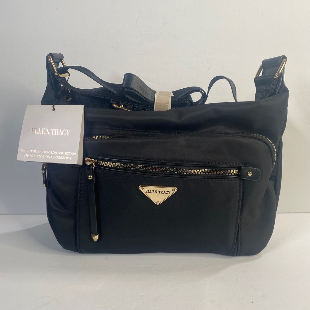 Ellen Tracy Crossbody Bag Purse Travel Light Nylon Pockets Everyday Casual‎